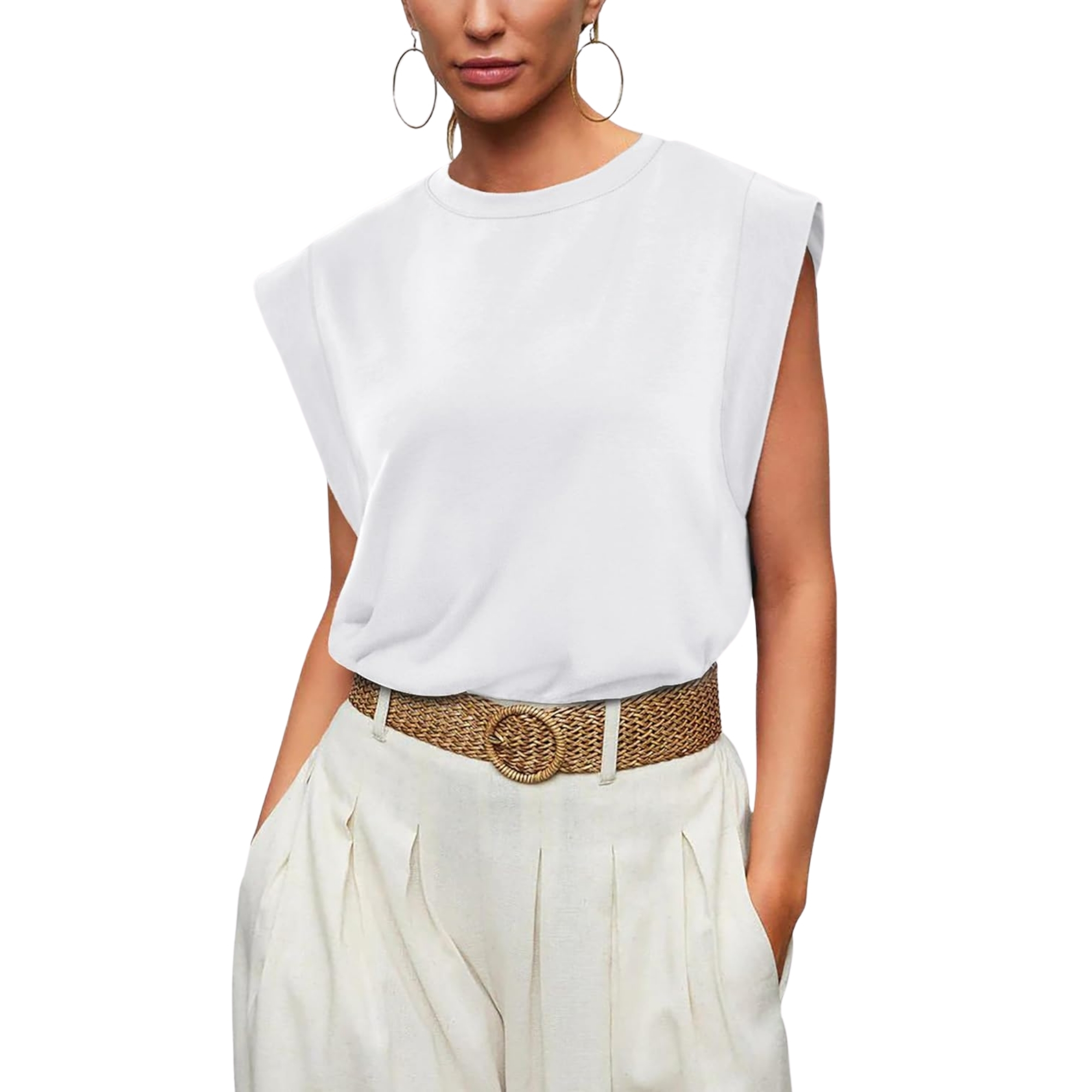 Loose Fit Cap Sleeve Tee Shirts For Women