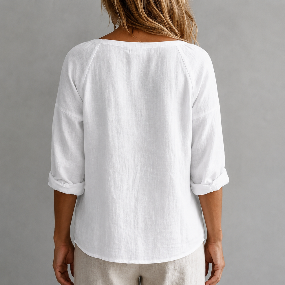 Solid Color Casual Loose Half Button Summer Shirt For Women