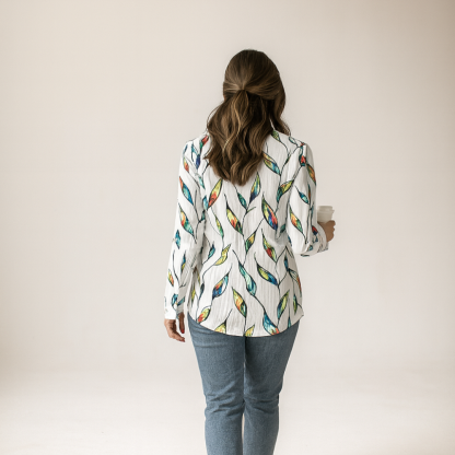 Women Long Sleeve Button Front Pullover Sweatshirt