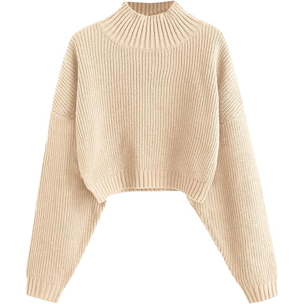 Women Cropped Turtle Sweater