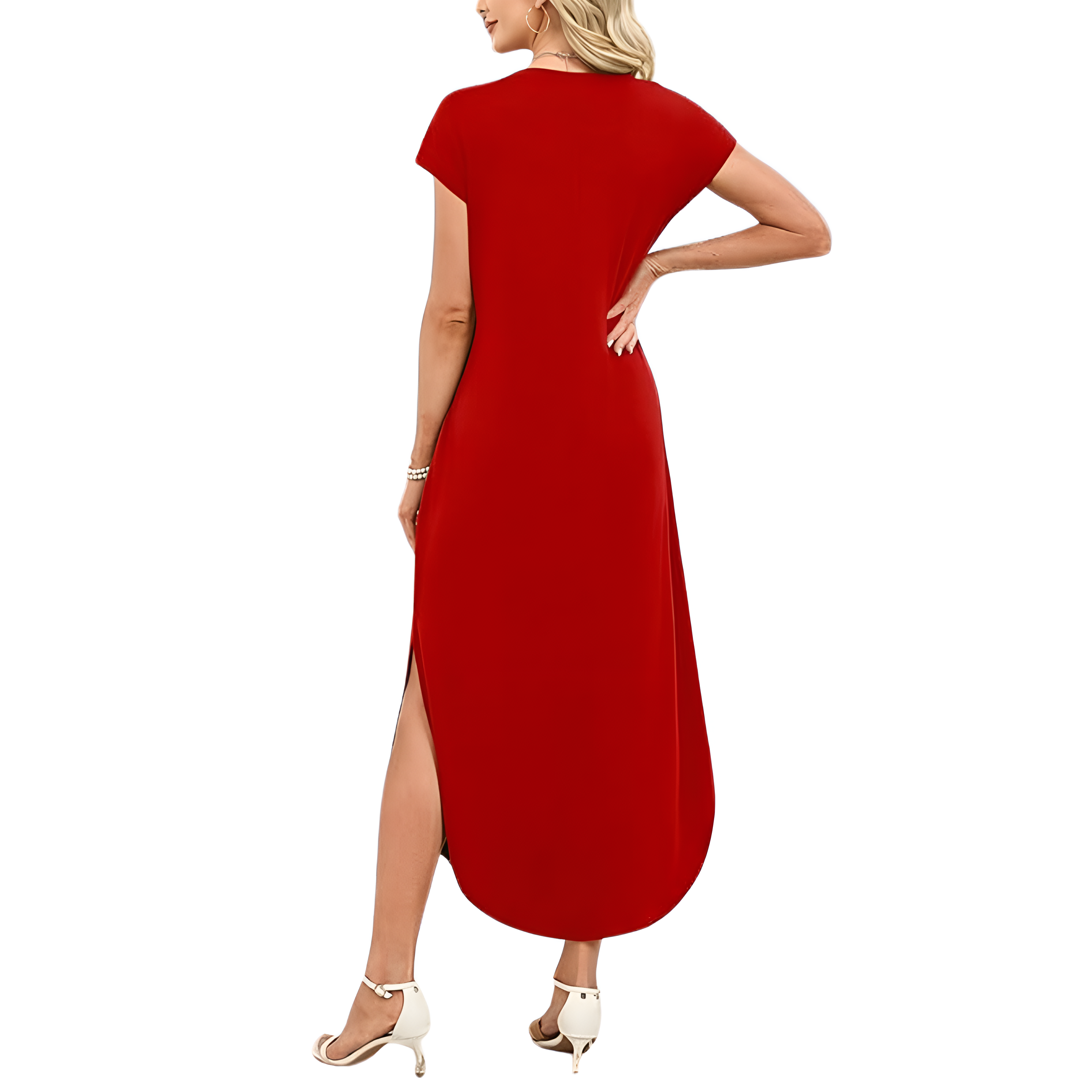 Summer And Cap Sleeve Crewneck Casual Beach Maxi For Women