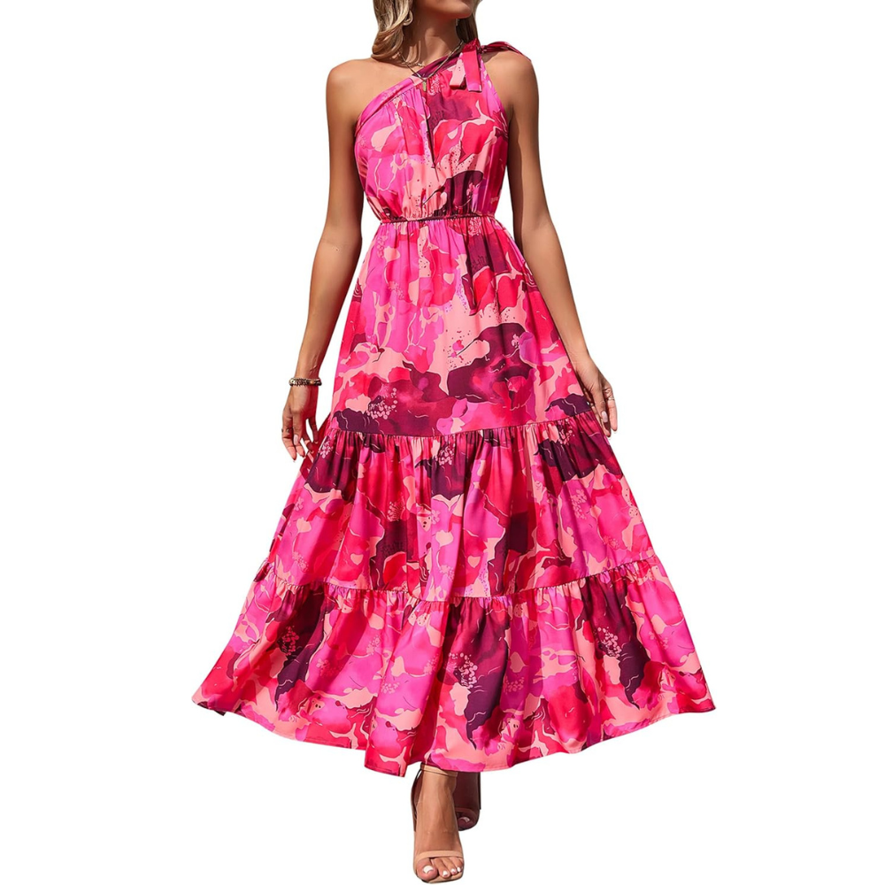 Summer Floral Ruffled Sleeveless Bohemian Maxi Dress For Women