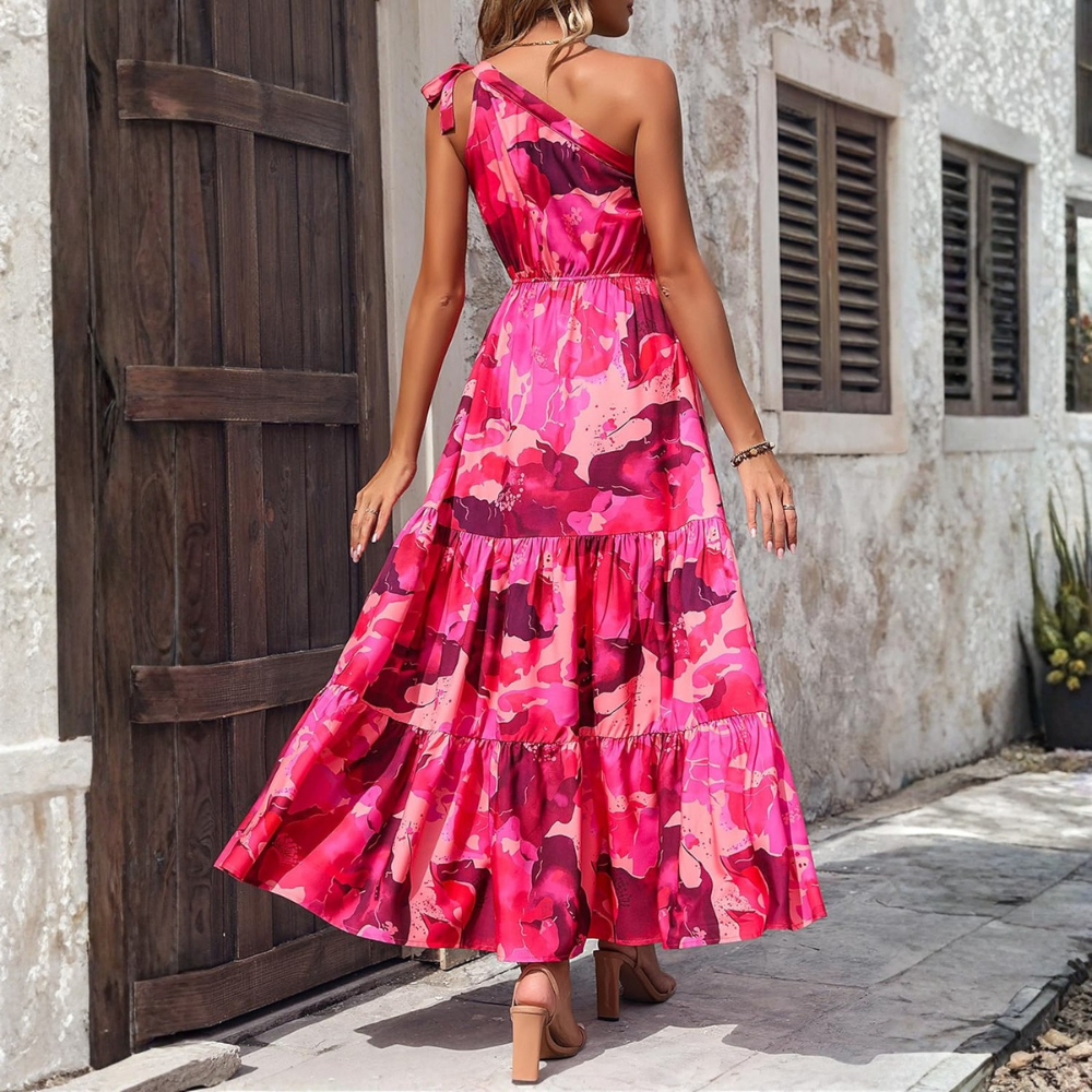 Summer Floral Ruffled Sleeveless Bohemian Maxi Dress For Women