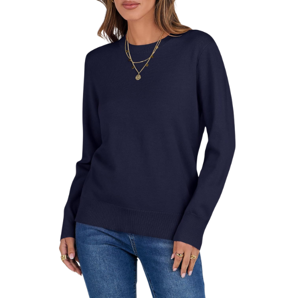 Women Long Sleeve Lightweight Crewneck Soft Basic Knit Loose Fit Pullover Top 2025 Fall Trendy Outfits