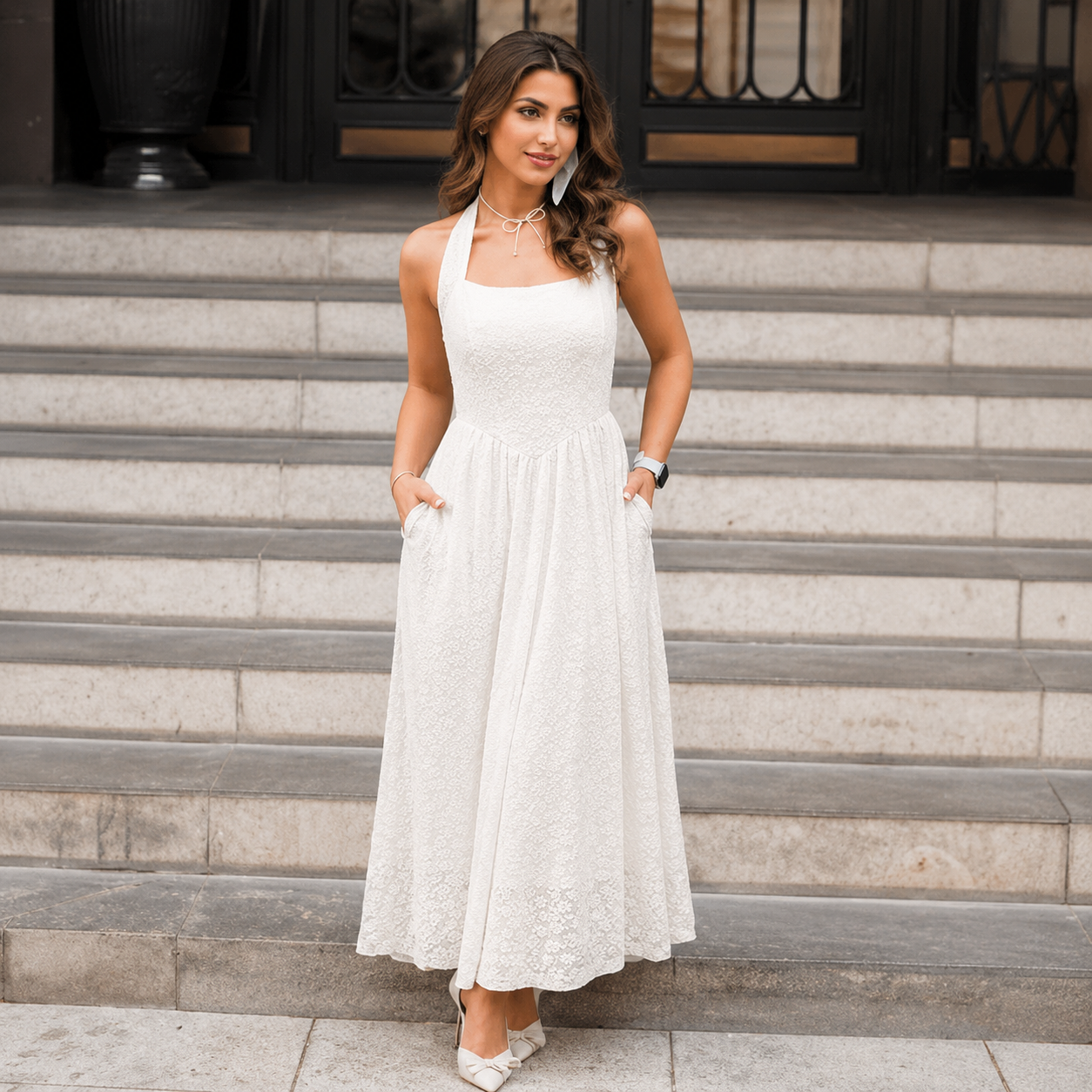 Sleeveless Floral A Line Long Maxi Dresses For Women