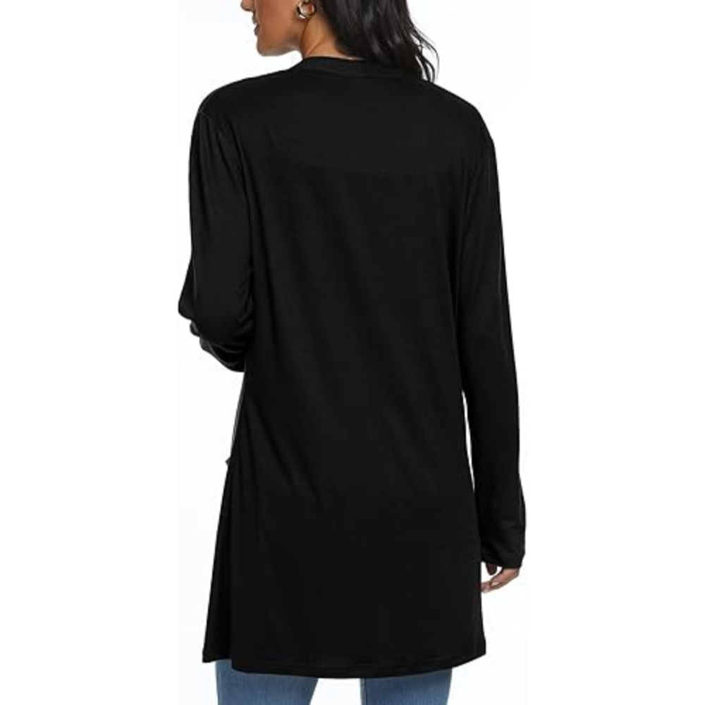 Womens Casual Lightweight with Pocketes Long Sleeve Open Front Cardigan