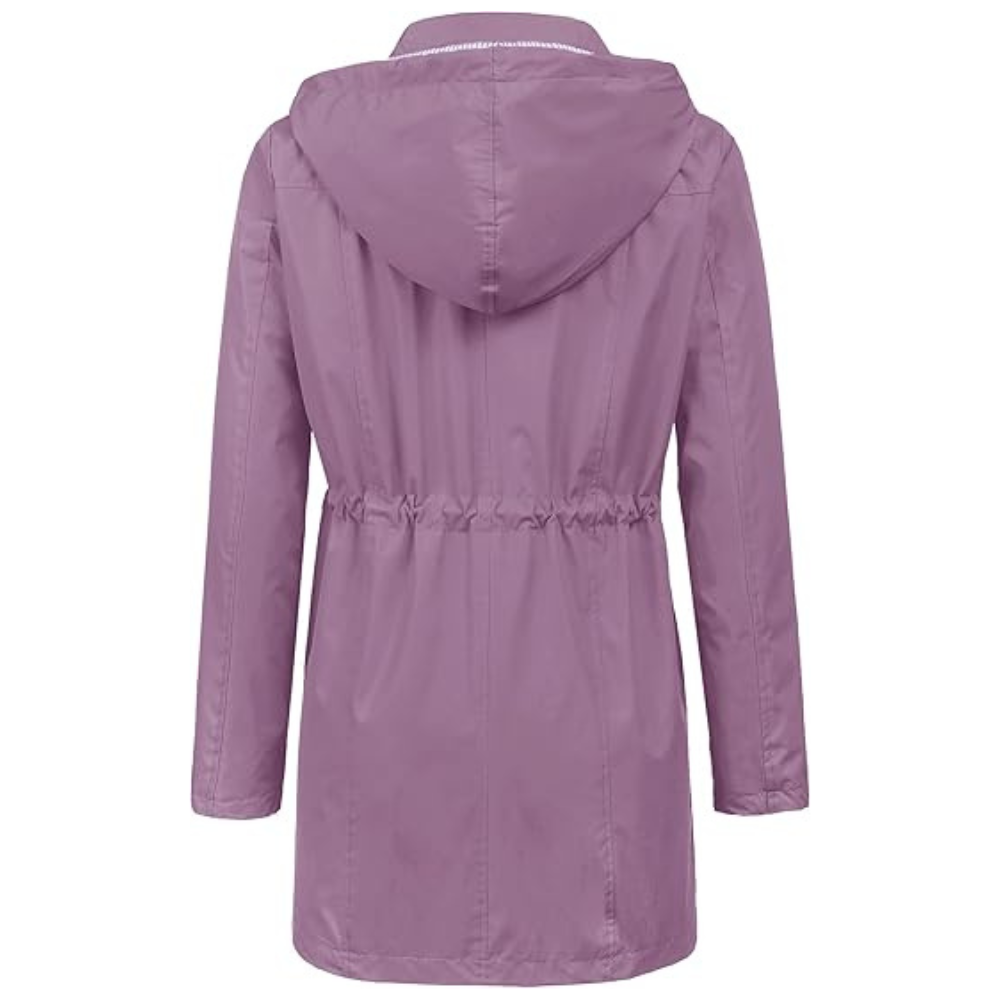 Waterproof Long Hooded Trench Coat Lined Windbreaker Travel Jacket