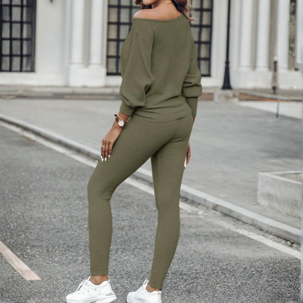 2 Piece Lounge Set With Long Sleeve Pullover And Drawstring Pants