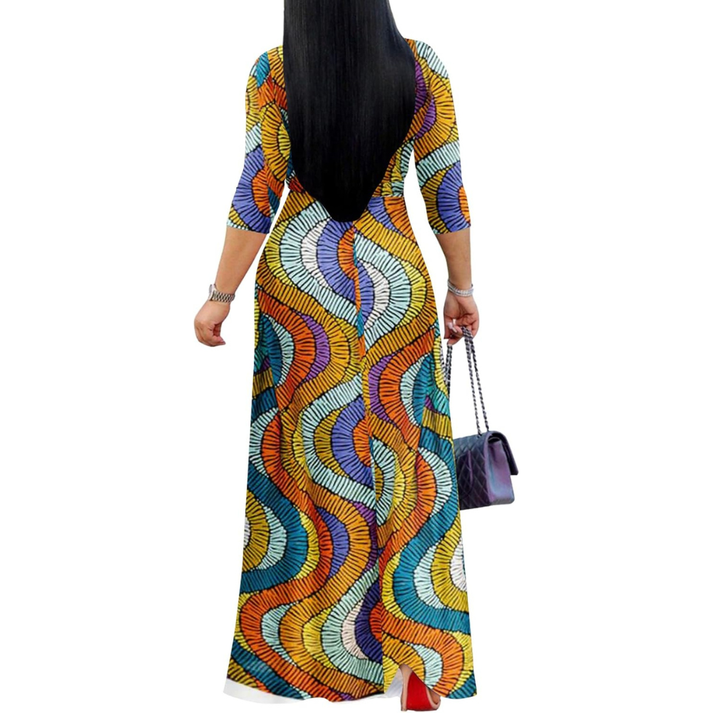 Casual And Summer V Neck Maxi Dress Pockets For Women
