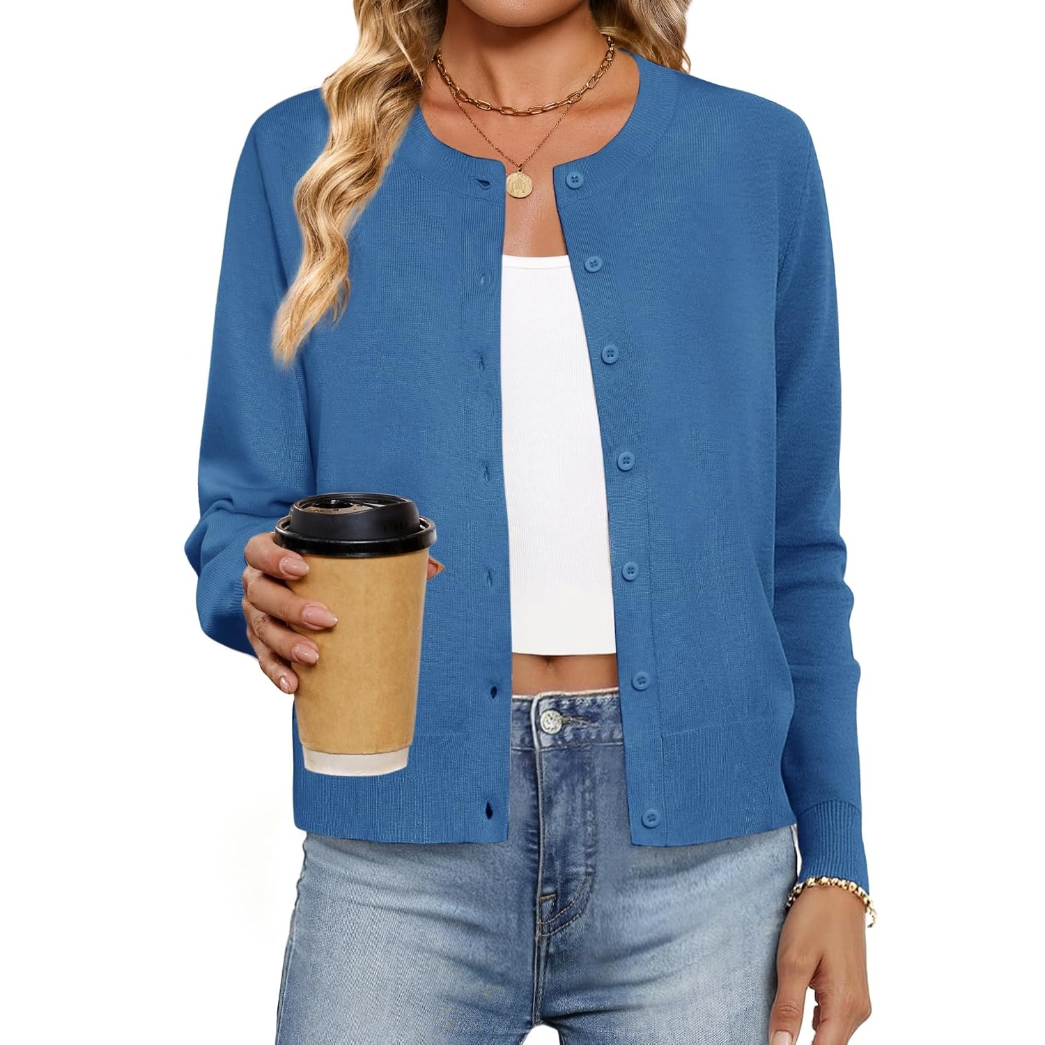 Long Sleeve Cropped Cardigan Sweater For Women