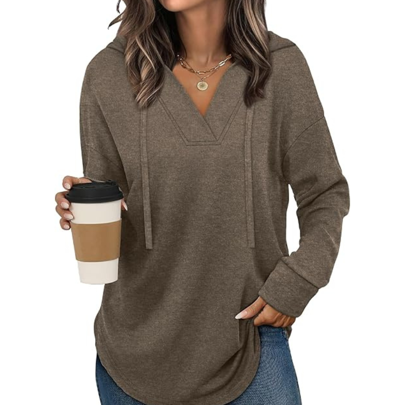 Hoodies For Women Trendy Fall Fashion V Neck Oversized Sweatshirt 