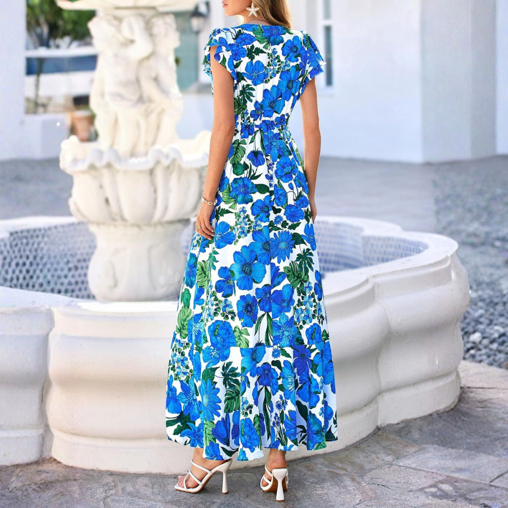 Spring And Summer Boho Floral Ruffle Beach Maxi For Women