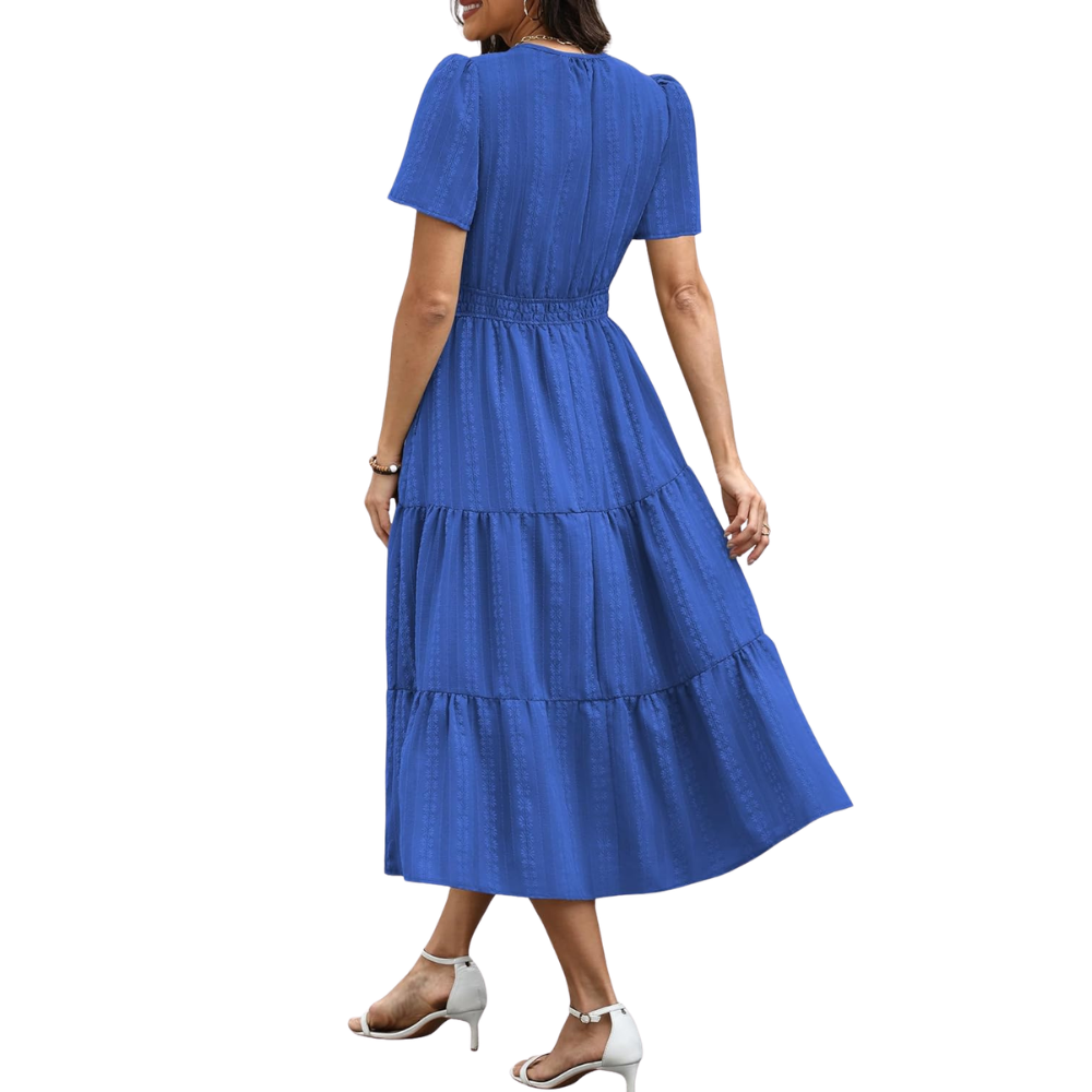 Casual And Short Sleeve V Neck Midi Maxi For Women