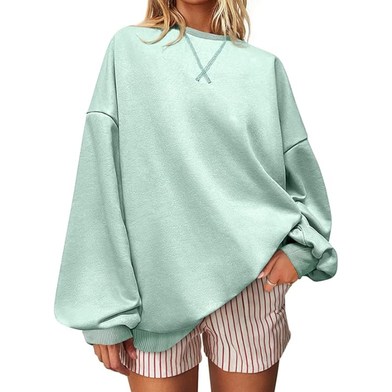 Women Oversized Striped Crewneck Sweatshirt Long Sleeve