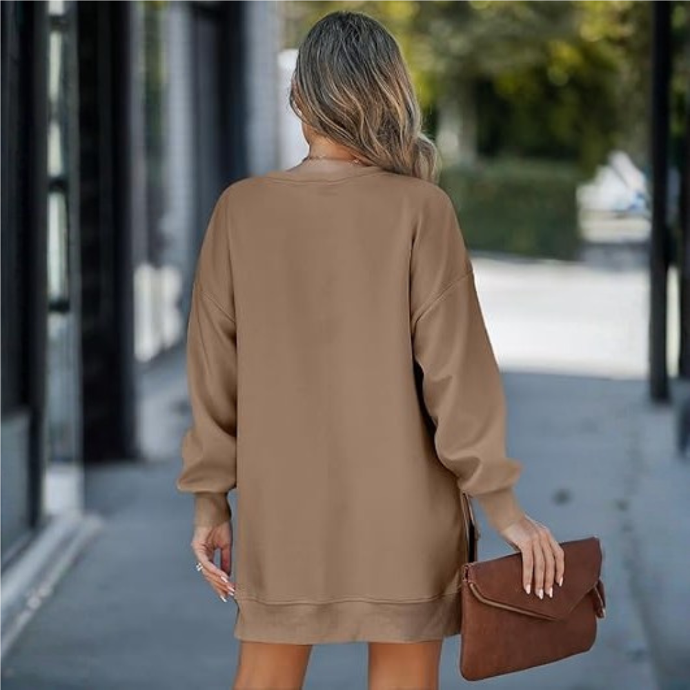 Oversized Sweatshirt With Zipper Slit For Women