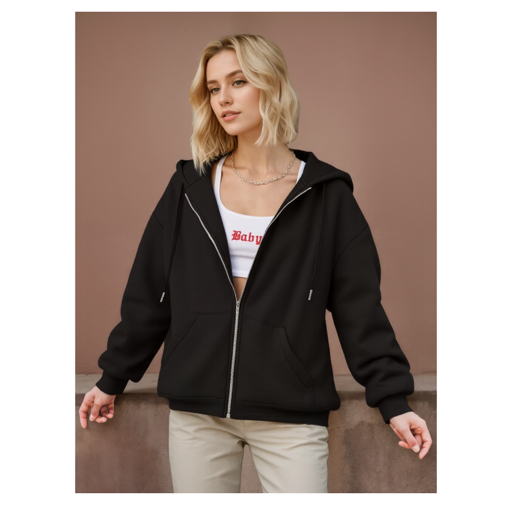 Oversized Womens Zip Up Hoodie Sweatshirt Jacket