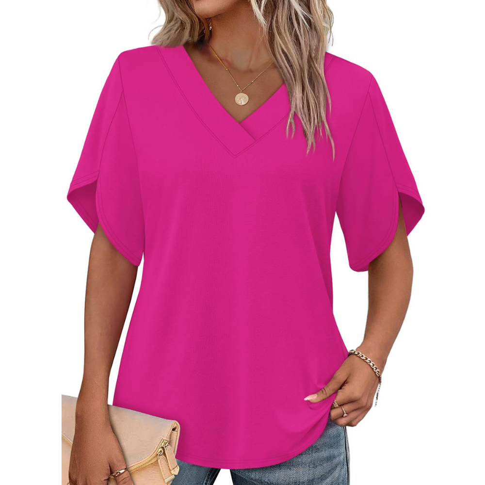 Summer Short Petal Sleeve T Shirts For Women