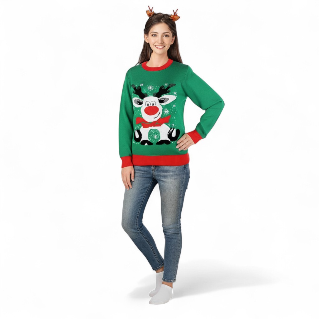 Matching Family Ugly Christmas Reindeer Knit Sweater