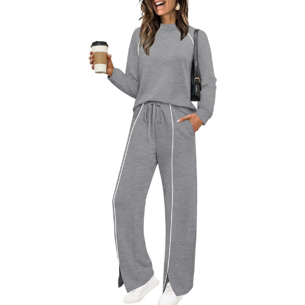  Lounge Sets for Women 2 Piece Fall Outfits 2025 Wide Leg Pant Matching Sets Womens Clothing