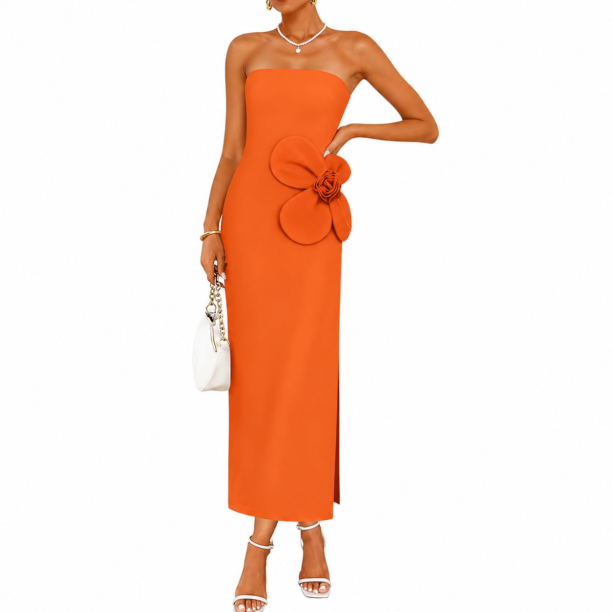 Summer And Strapless Ribbed Bodycon Floral Backless Cocktail For Women