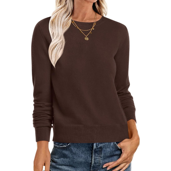 Women Long Sleeve Lightweight Crewneck Soft Basic Knit Loose Fit Pullover Top 2025 Fall Trendy Outfits