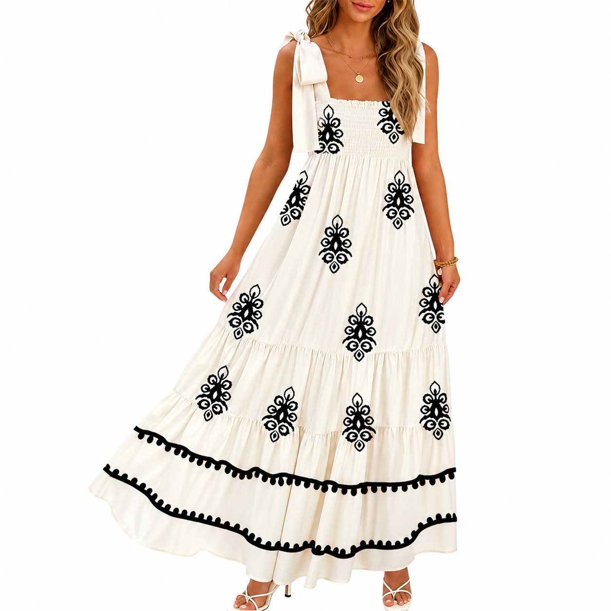Summer Boho Casual Maxi Dress With Spaghetti Straps For Women