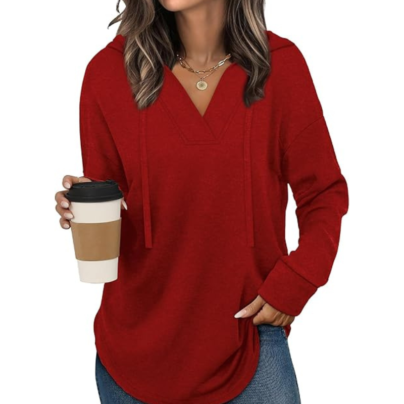 Hoodies For Women Trendy Fall Fashion V Neck Oversized Sweatshirt 