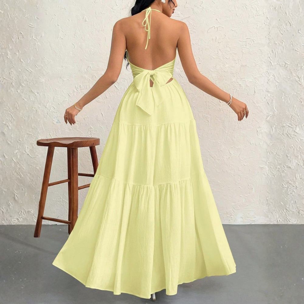 Summer And Beach Halter V Neck Casual Maxi For Women