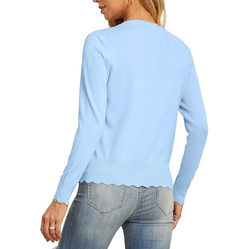  Womens Long Sleeve V Neck Button Down Cardigan Knit Shrugs Sweater