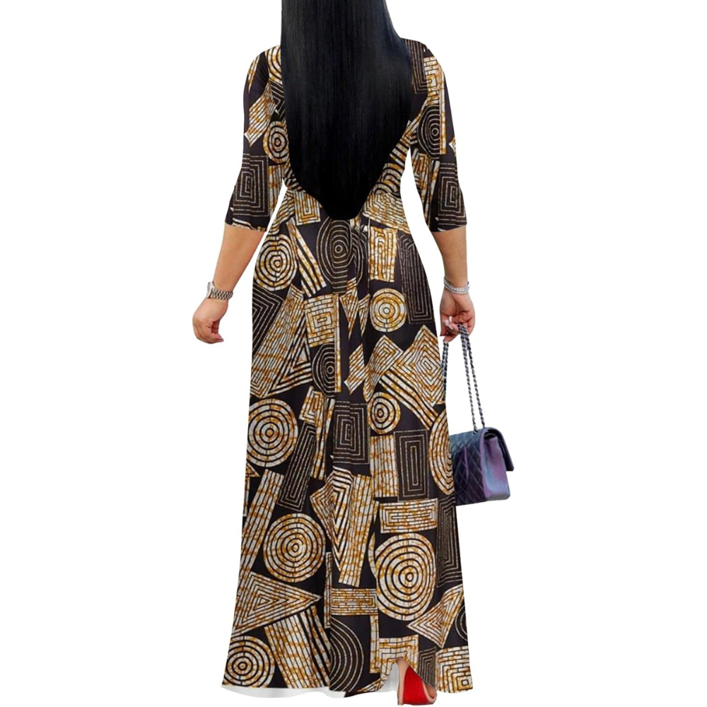 Casual And Summer V Neck Maxi Dress Pockets For Women