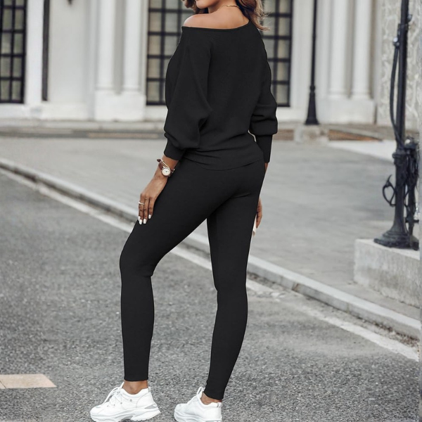 2 Piece Lounge Set With Long Sleeve Pullover And Drawstring Pants