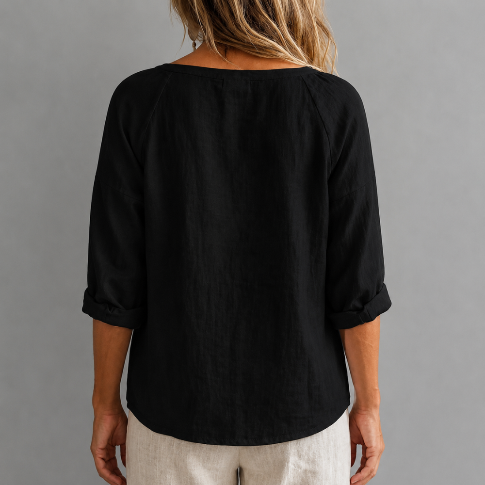 Solid Color Casual Loose Half Button Summer Shirt For Women