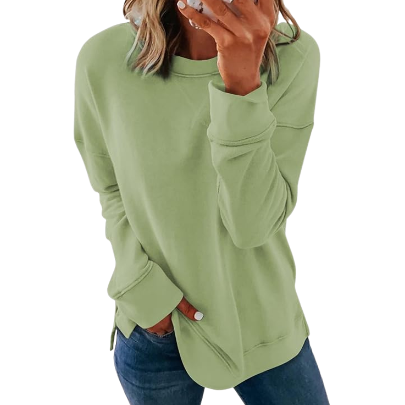 Womens Casual Crew Neck Sweatshirt Loose Soft Long Sleeve Pullover Tops