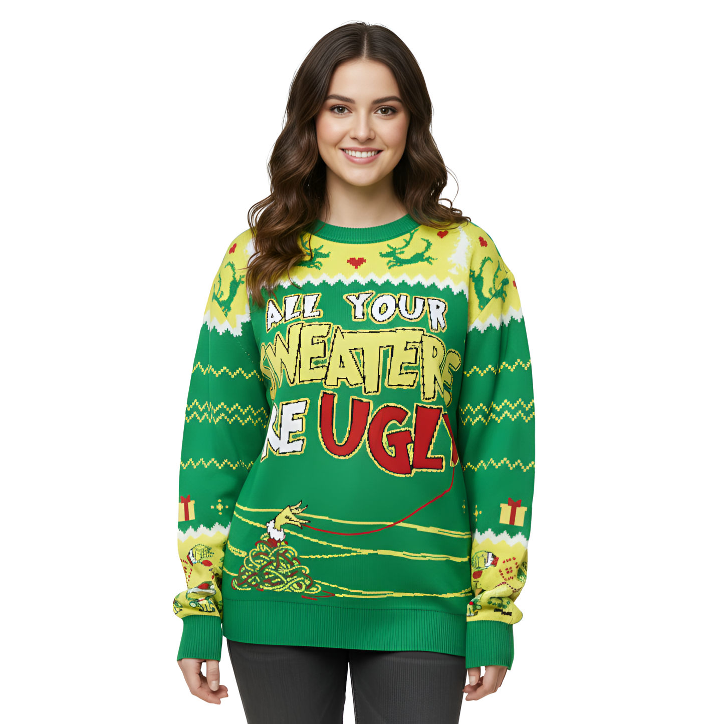 Knitted Ugly Christmas Sweater with Funny Quote Design
