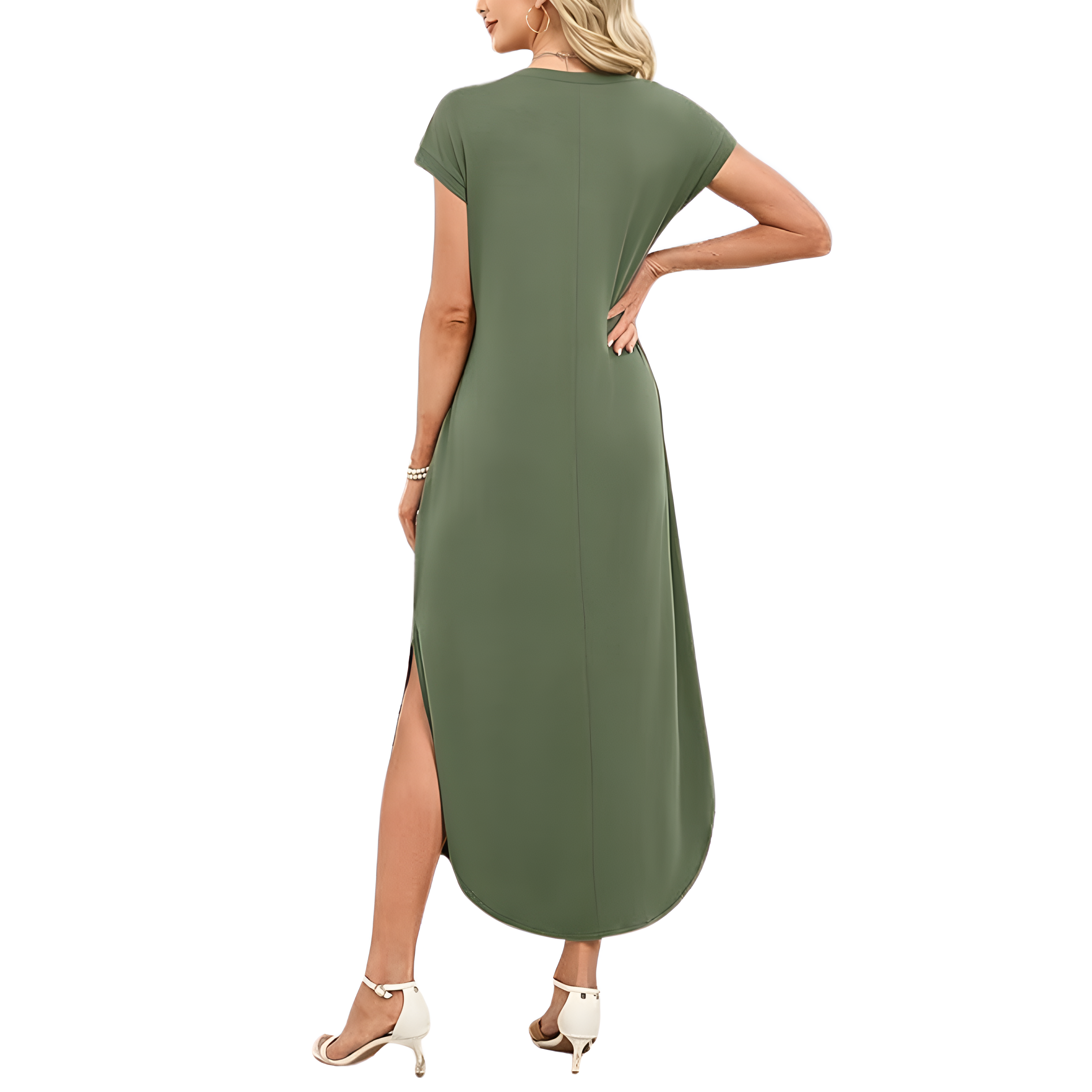 Summer And Cap Sleeve Crewneck Casual Beach Maxi For Women