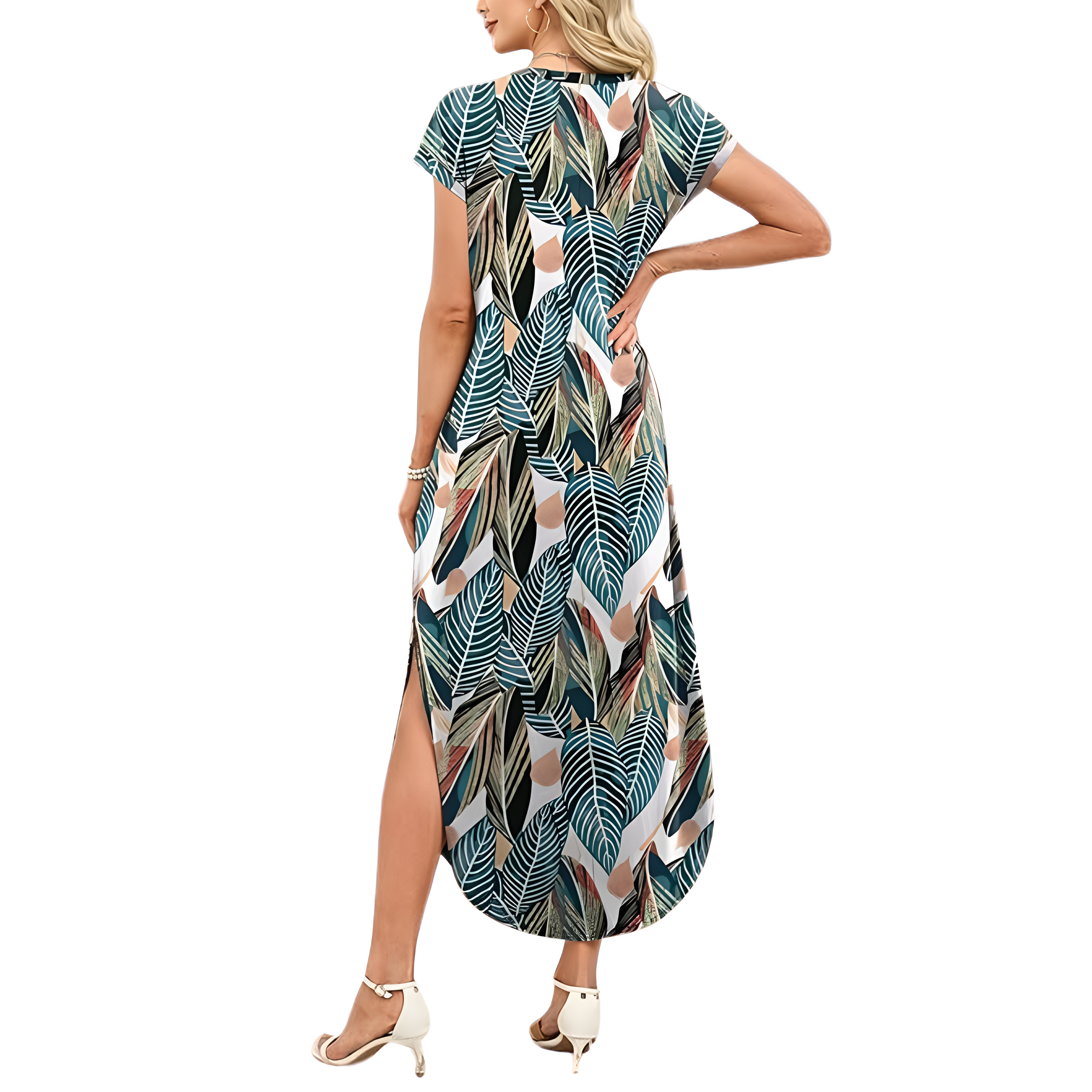 Summer And Cap Sleeve Crewneck Casual Beach Maxi For Women