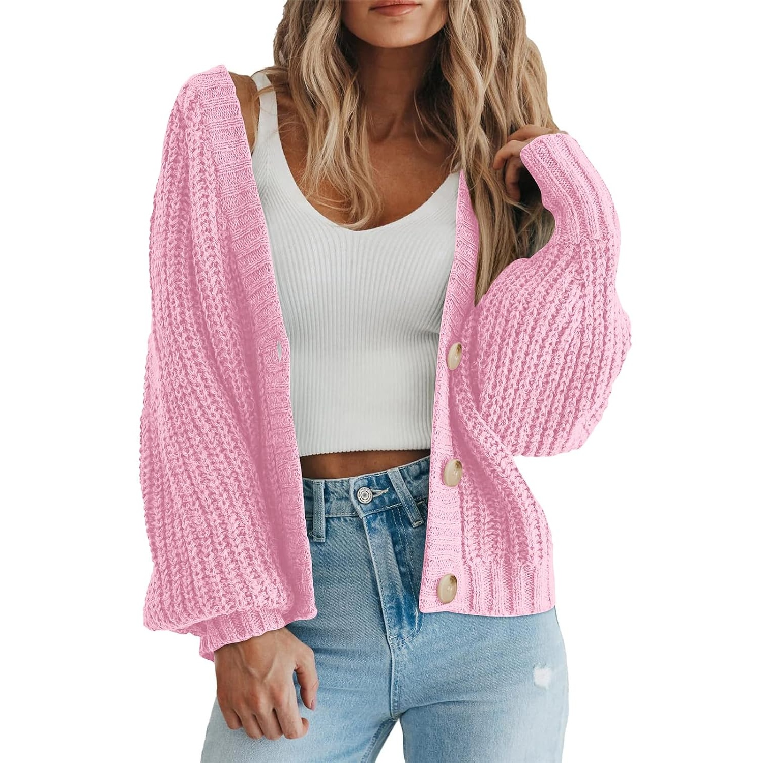 Casual Knit Open Front Cardigan Sweater For Women