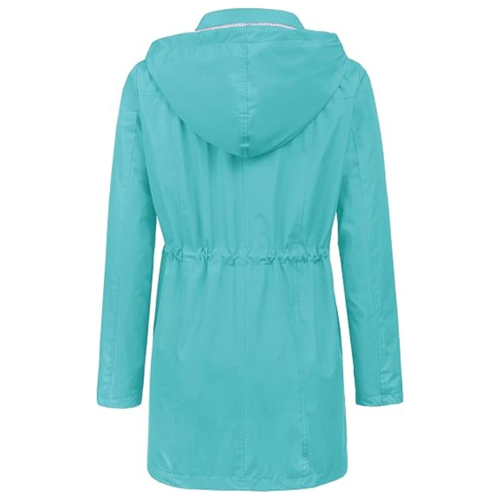 Waterproof Long Hooded Trench Coat Lined Windbreaker Travel Jacket