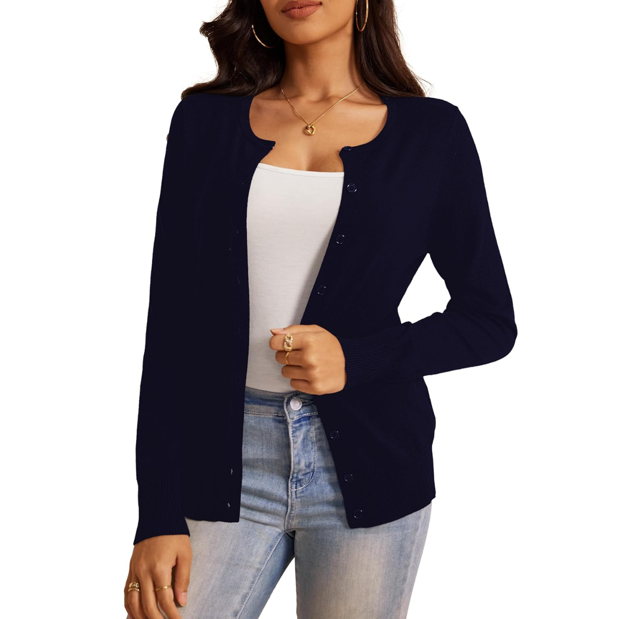 Soft Long Sleeve Soft Knit Cardigan Sweater For Women