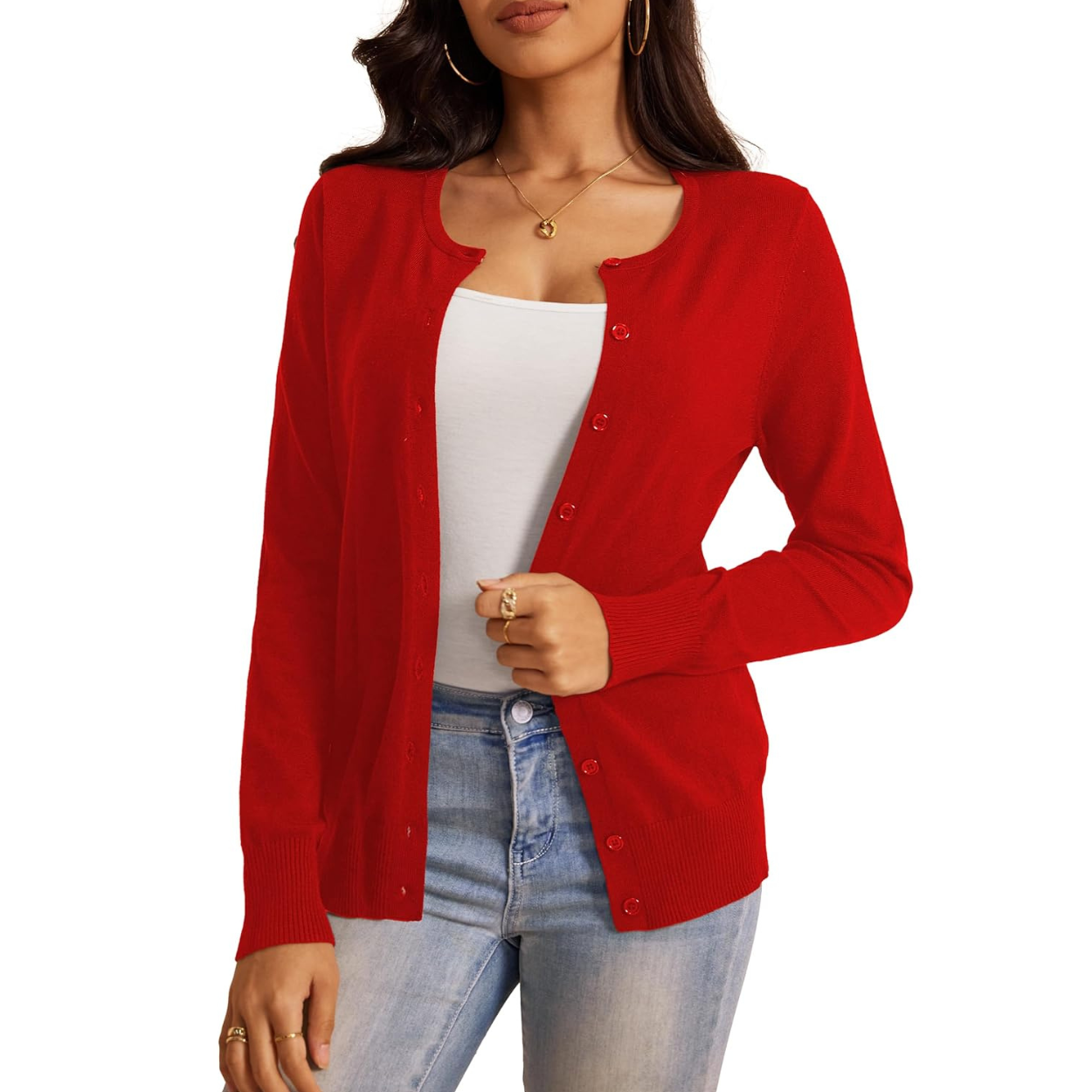 Soft Long Sleeve Soft Knit Cardigan Sweater For Women