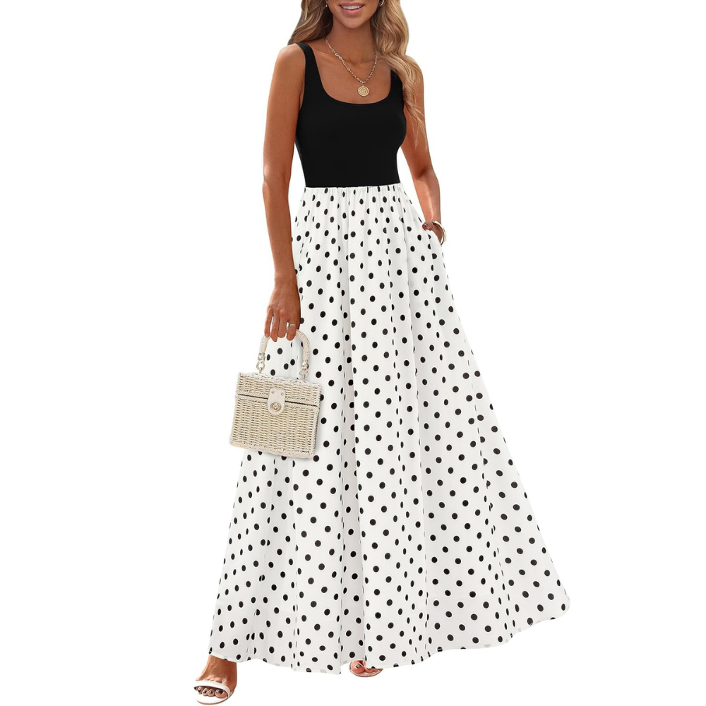 Sleeveless Boho Floral Maxi Sundress for Women Beachwear