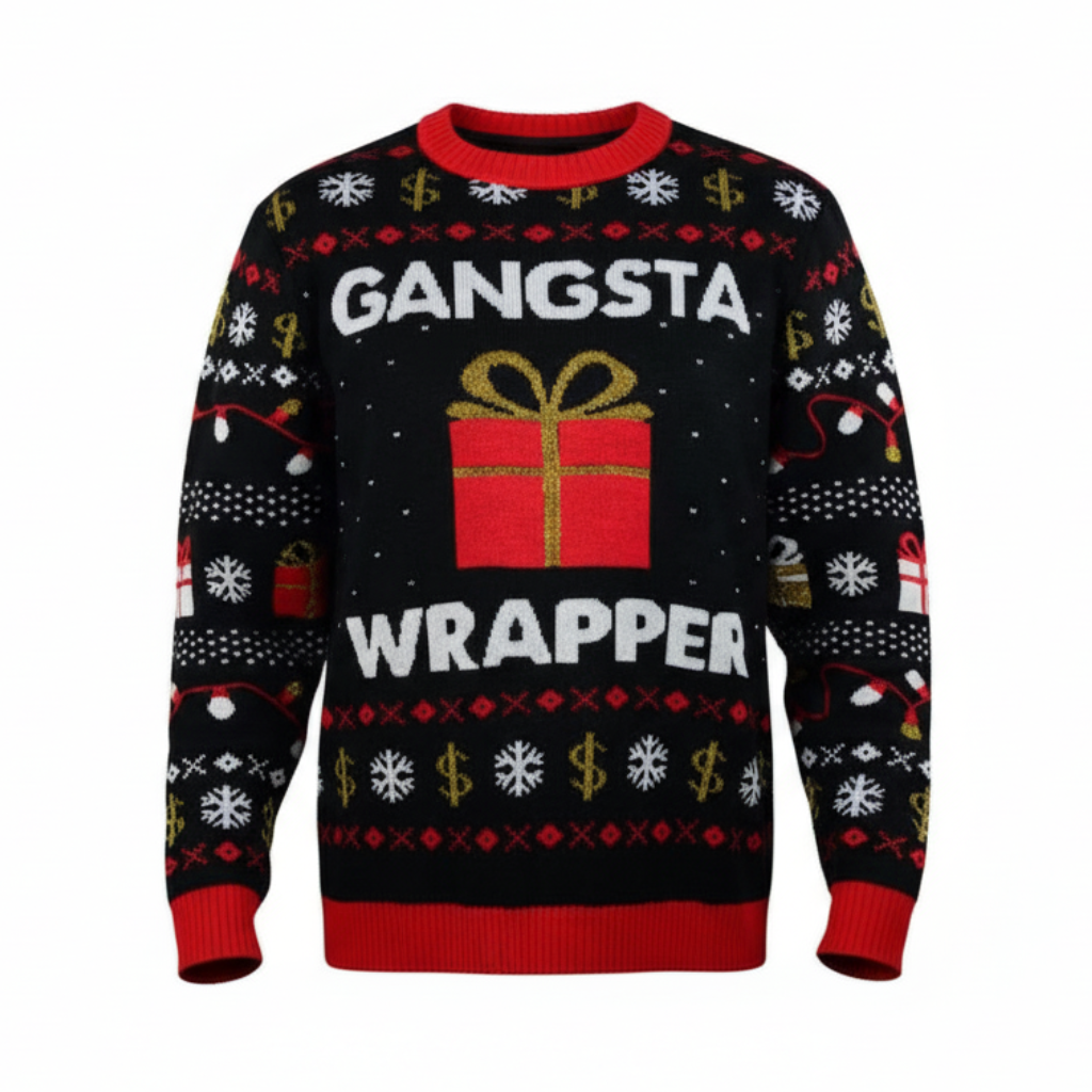 Funny Christmas Sweater Gangsta Wrapper Sweater