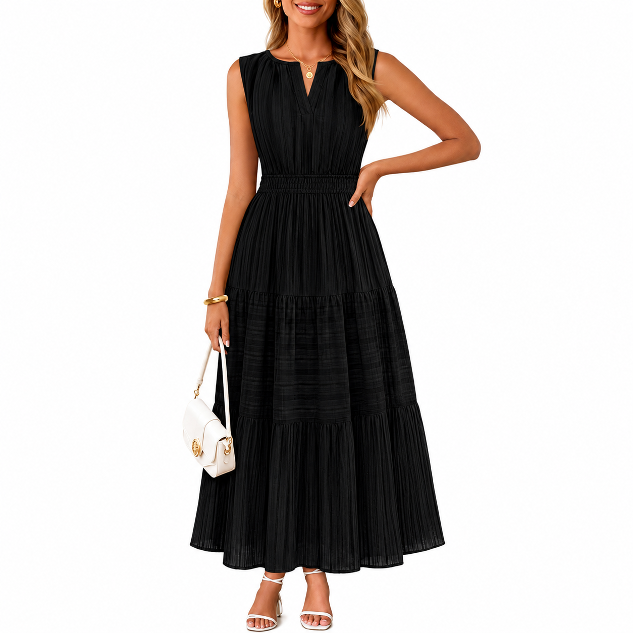 Summer Spring Casual Boho V Sleeveless Maxi Dress For Women