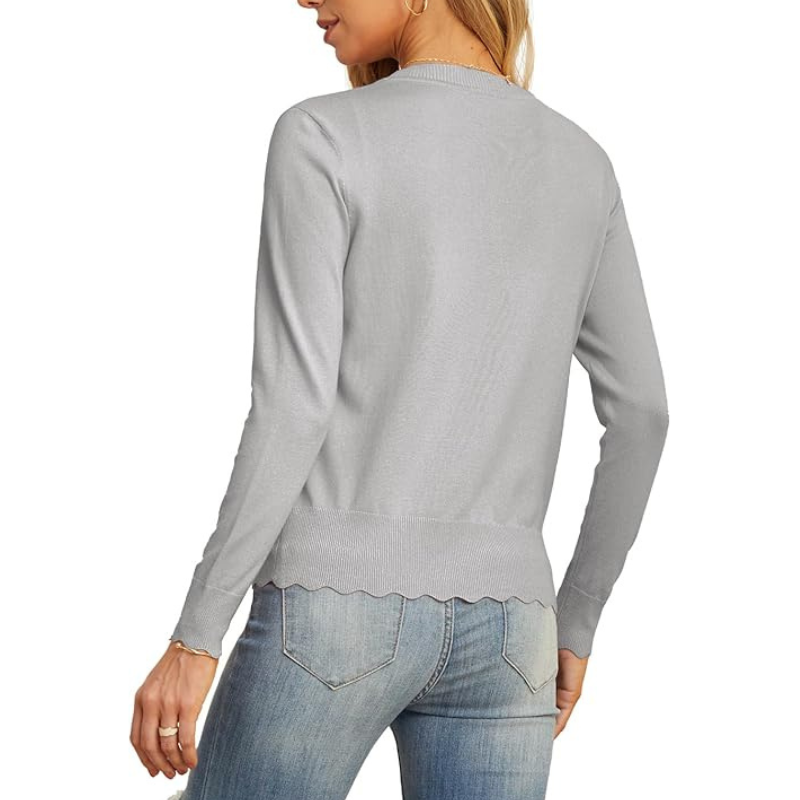  Womens Long Sleeve V Neck Button Down Cardigan Knit Shrugs Sweater