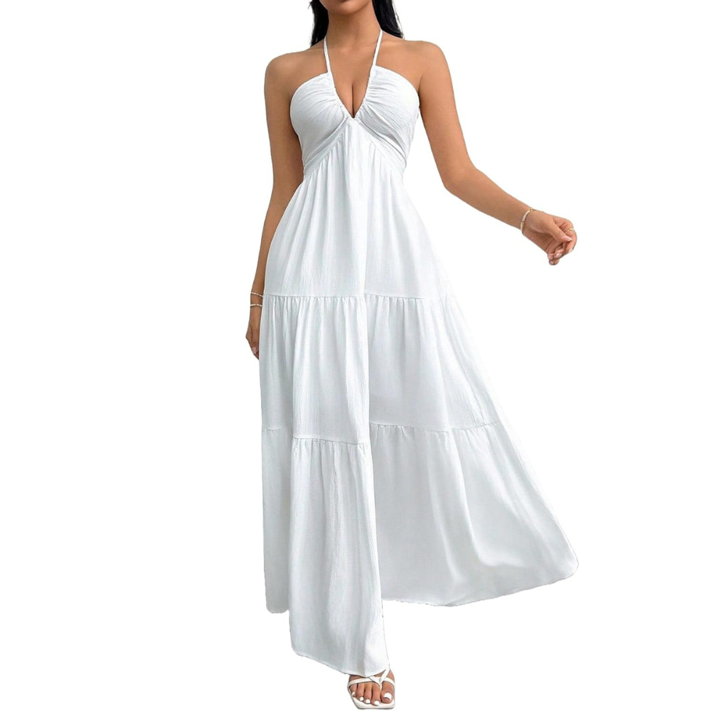 Summer And Beach Halter V Neck Casual Maxi For Women