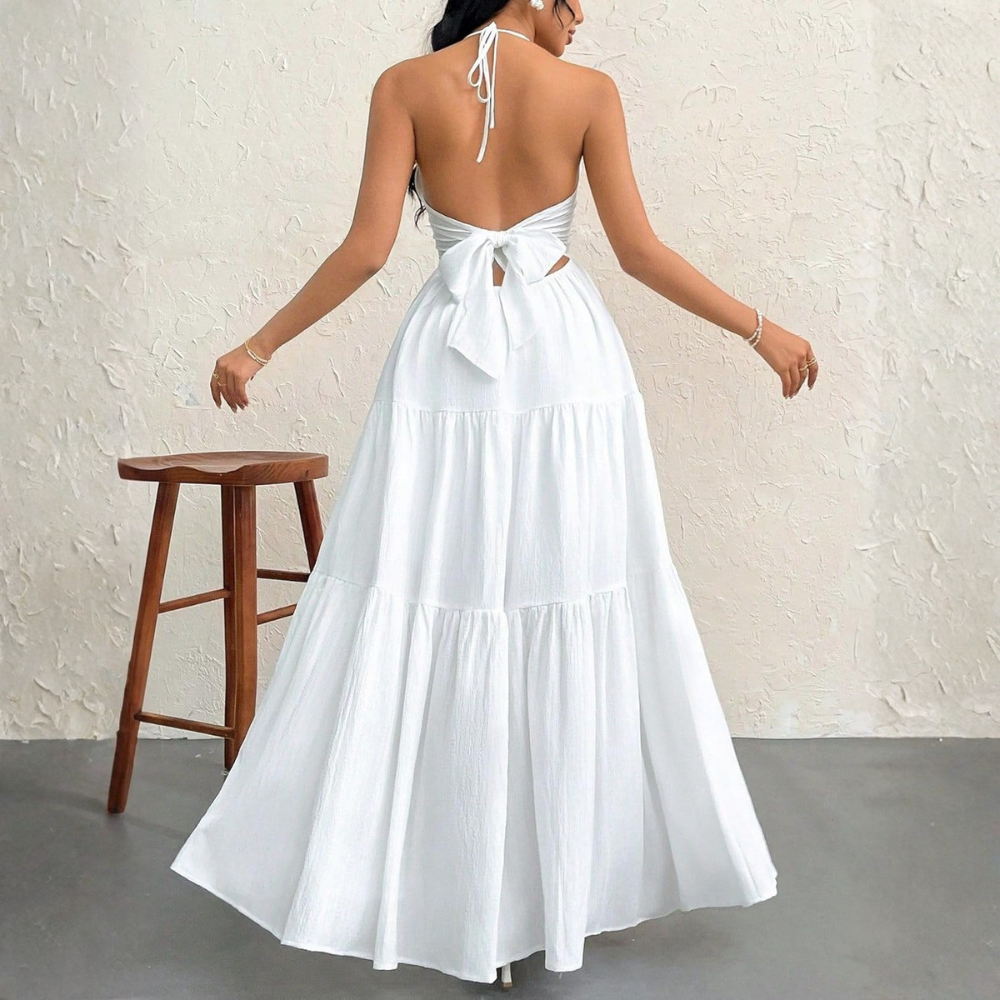 Summer And Beach Halter V Neck Casual Maxi For Women