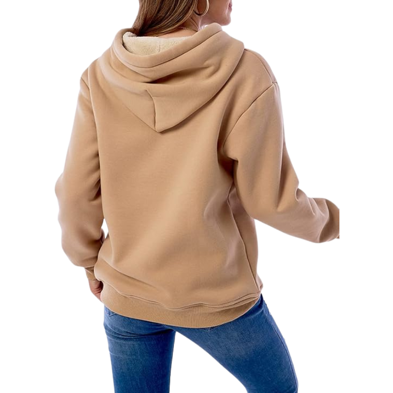 Haellun Womens Casual Winter Warm Fleece Sherpa Lined Pullover Hooded Sweatshirt
