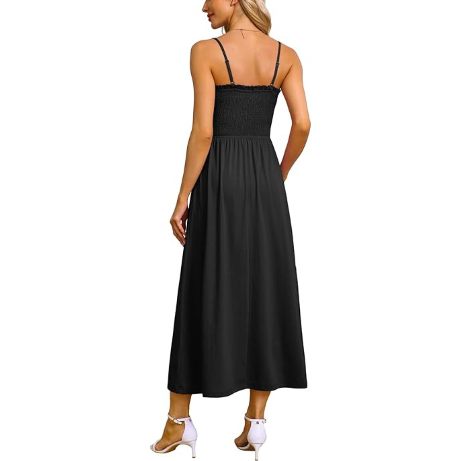 Summer Spring Casual Boho Beach Spaghetti Smocked Maxi For Women