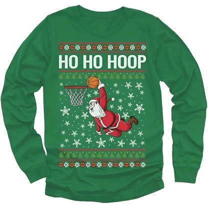 Ho Ho Hoop Printed Ugly Christmas Sweater for Boys and Girls