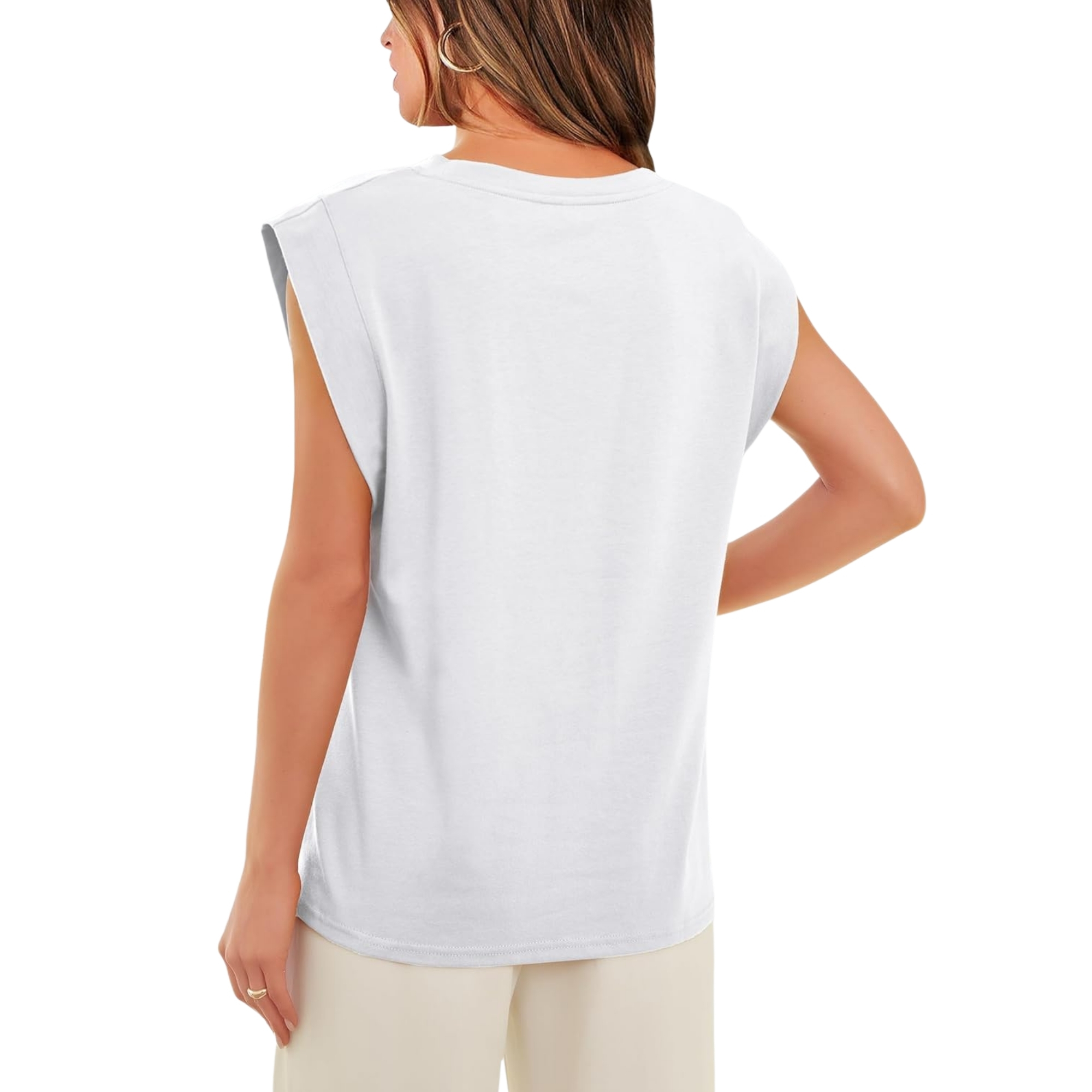 Loose Fit Cap Sleeve Tee Shirts For Women